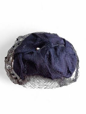 Vintage Mid-Century Black Pillbox Hat with Birdcage Veil